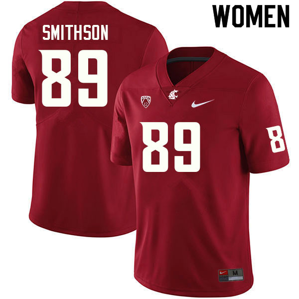 Women #89 Leyton Smithson Washington State Cougars College Football Jerseys Sale-Crimson
